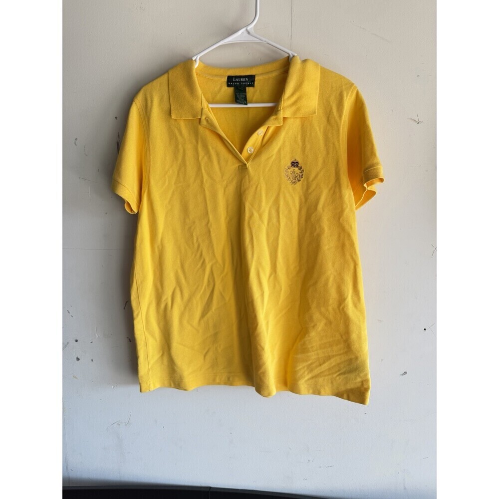 Lauren Ralph Lauren Polo Shirt Womens Medium Yellow Cotton Embroidered Logo